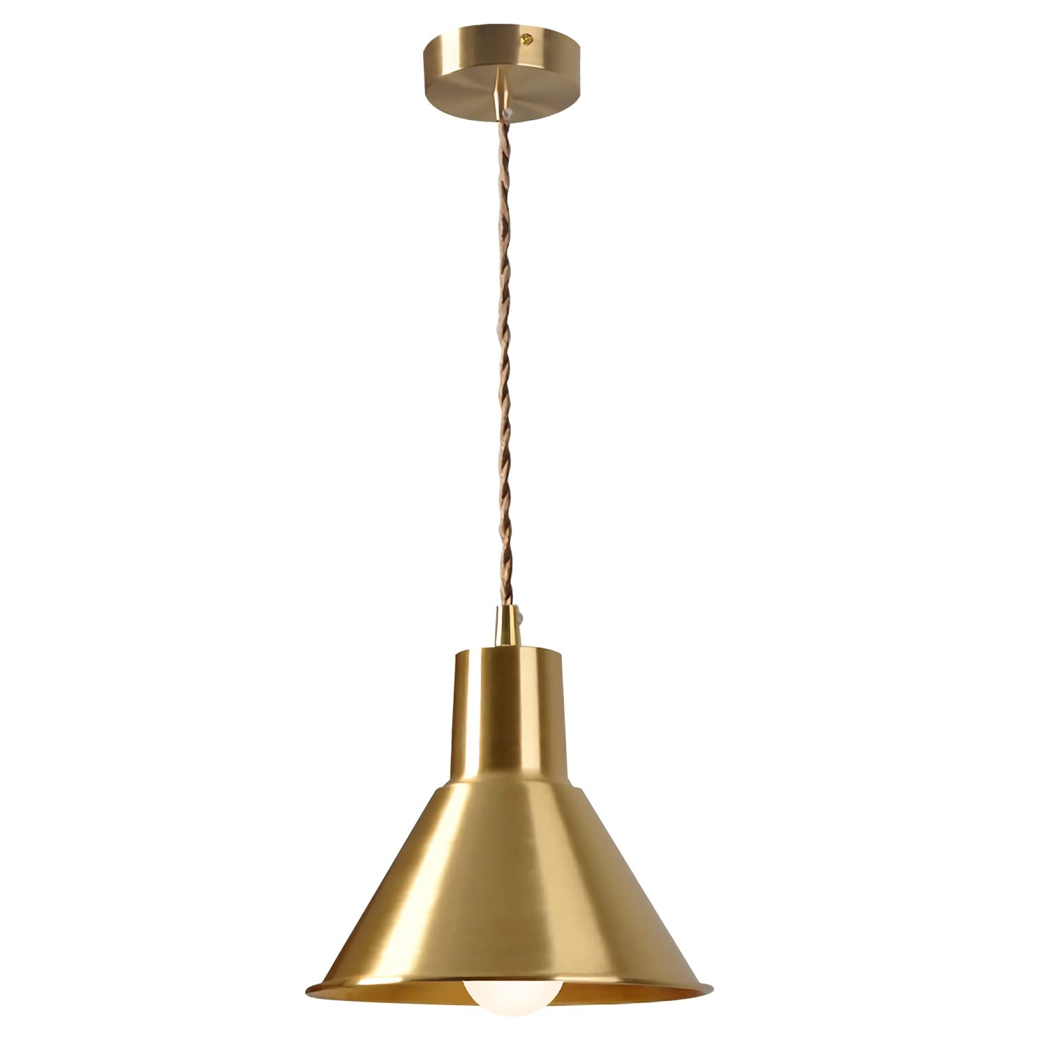 Brushed Gold Pendant Lighting Modern Cone Pendant Light Brass Mini Hanging Kitchen Island Light Fixture Mid Century Vintage Hanging Ceiling Lamp