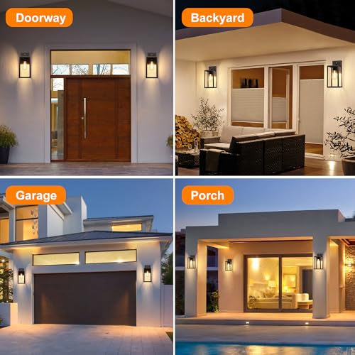 Outdoor Lighting Fixtures Wall Mount, Sensor Exterior Wall Lights for House, Anti Rust Porch Light, White Sconce Lamp, Waterproof Wall Lantern for Doorway, Garage, 2-Pack