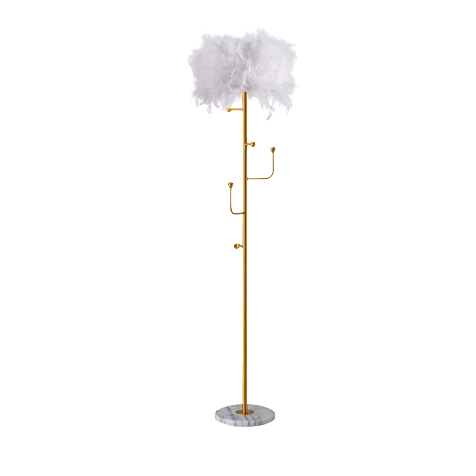 Floor Lamp White Natural Ostrich Unique Bedside Floor Lamps with Foot Switch Modern Gold Luxury LED Bulbs Resin Standing Light for Bedrooms Dining Room Living Room Kitchen 35 Pieces