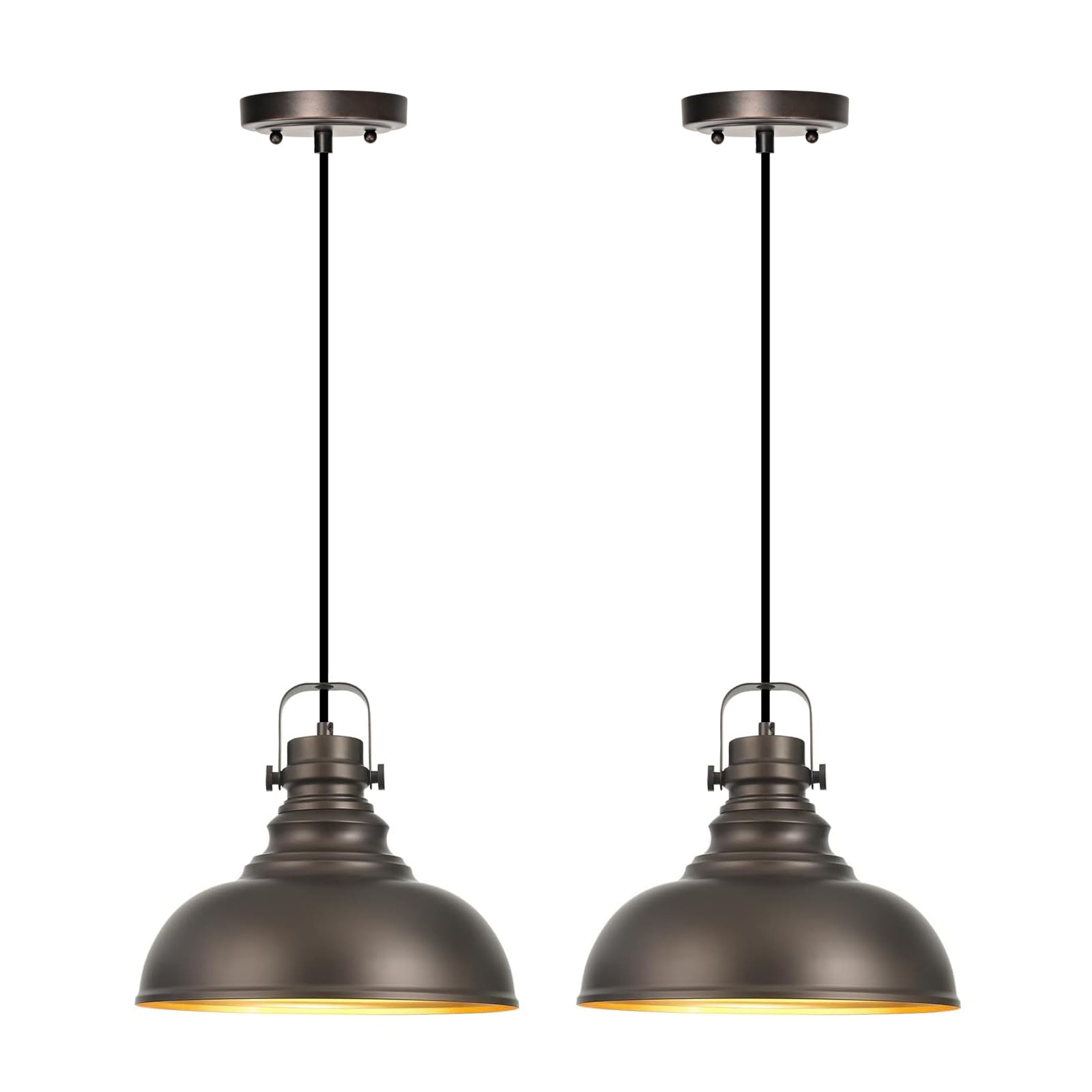 2 Packs Farmhouse Pendant Lights Kitchen Island Adjustable Pendant Light Fixtures Rustic Industrial Hanging Lamp,Oil Rubbed Bronze