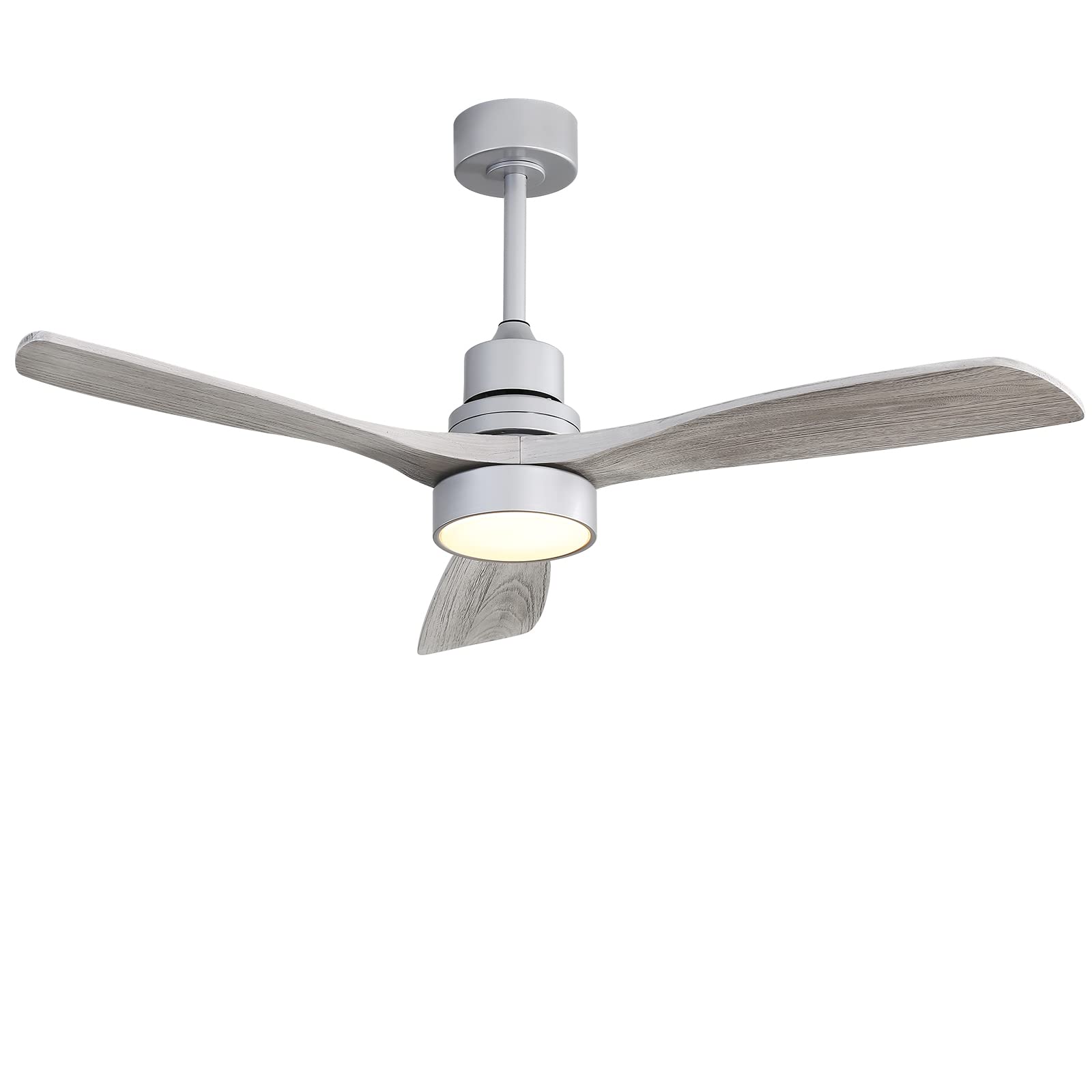 Low Profile Ceiling Fan With Lights Remote Control 52 Inch Flush Mount Ceiling Fan Modern Wood Blade Fan For Bedroom Living Room Indoor Outdoor Farmhouse Patio, Noiseless DC Motor