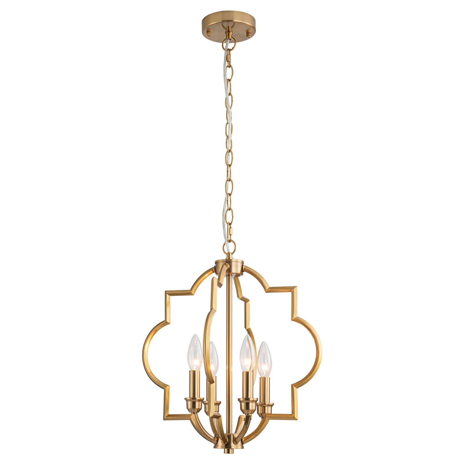 15.6“Gold Farmhouse Chandelier Dining Room Light Fixtures Over Table, Brass Kitchen Island Pendant Light, 4 Light Rustic Orb Geometric Ceiling Hanging Lighting for Entryway Foyer Bar Restaurant