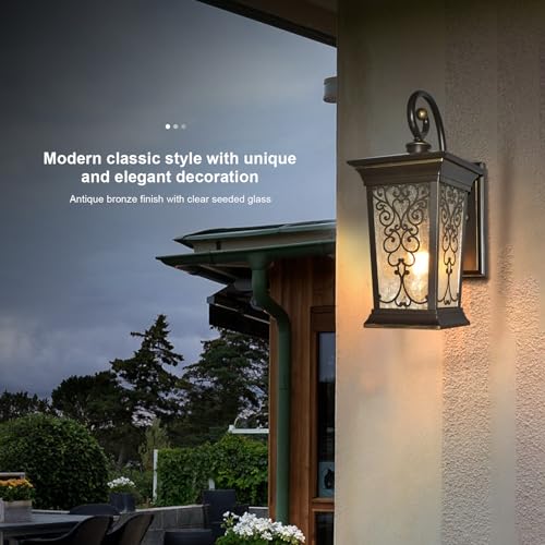 Outdoor Wall Lights Fixture, Exterior Wall Lanterns, Waterproof&All-Weather Wall Sconce, Porch Outside Lights for Entryway, House Front Door Patio Garage, E26 Base&Clear Seeded Glass.