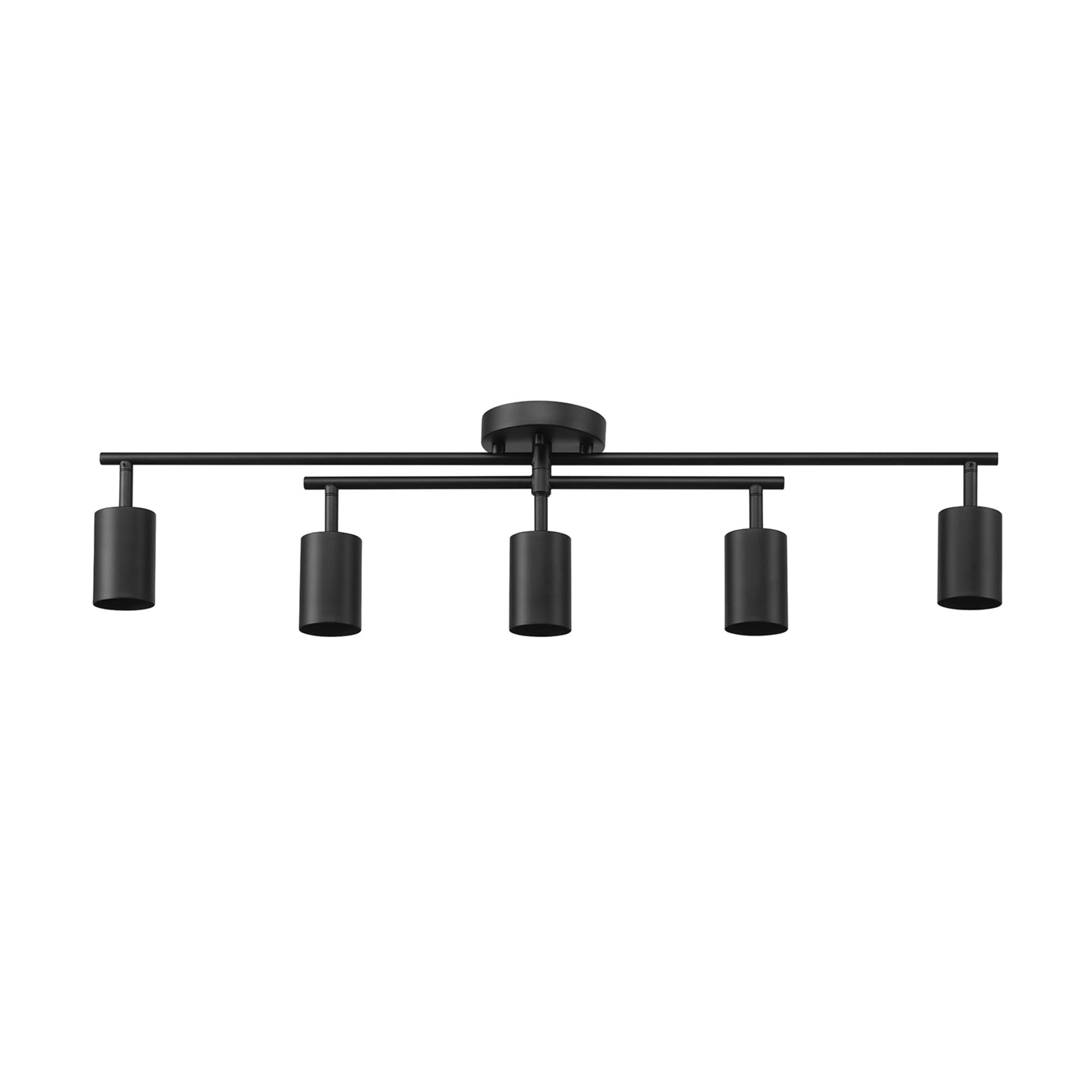 5-Light Track Lighting, Center Swivel Bar, Matte Black, Ceiling Light, Track Light Heads, Pivot Shades, Track Ceiling Light, Track Lighting Kit, 5 Bulb Kitchen Light