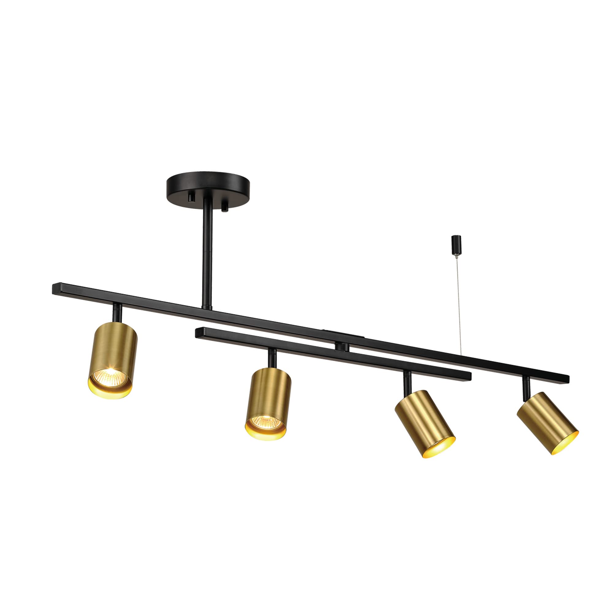 5-Light Track Lighting, Center Swivel Bar, Matte Black, Ceiling Light, Track Light Heads, Pivot Shades, Track Ceiling Light, Track Lighting Kit, 5 Bulb Kitchen Light