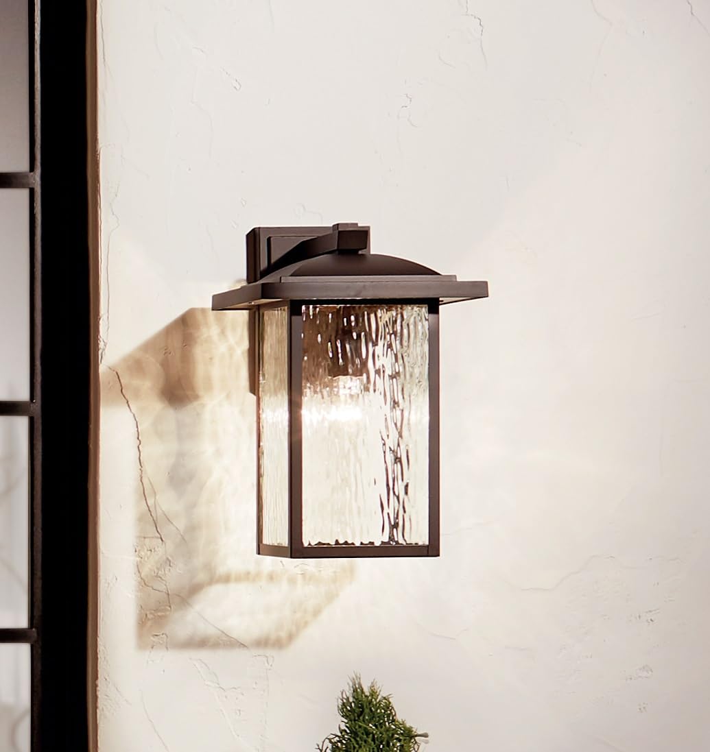 10.25" Outdoor Wall Light in Black, 1-Light Exterior Wall Sconce Porch Light with Clear Water Glass, (10.25" H x 6.5" W), 49924BKT