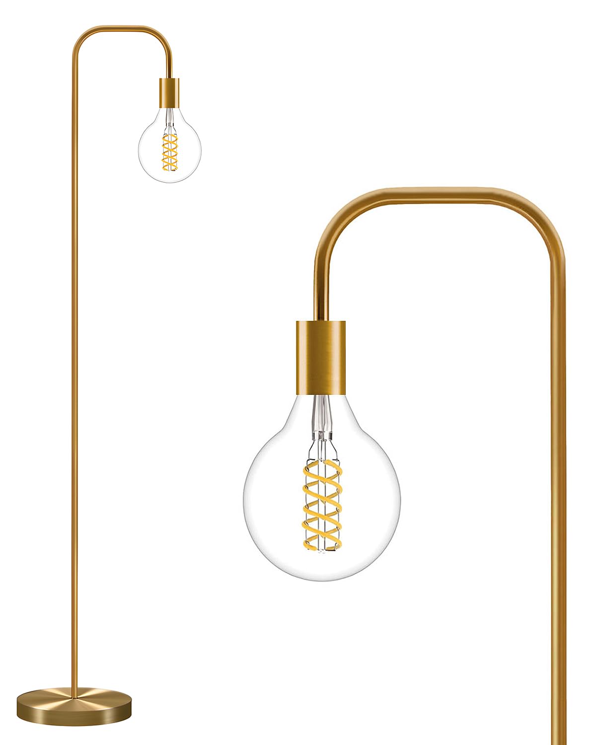 63.75'' Industrial Antique Brass Gold Minimalist Floor Lamp for Living Room, Bedroom and Office