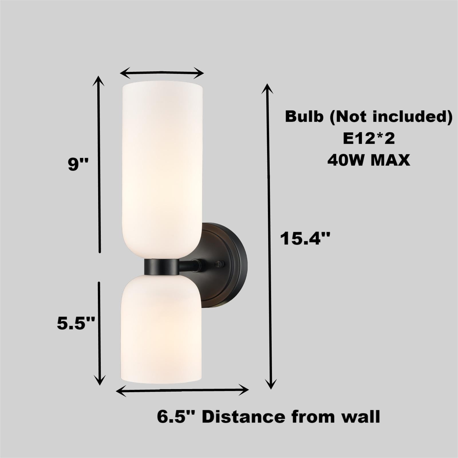 Gold Wall Sconces Set of Two 2-Light Modern Wall Light Bathroom Vanity Light Milky White Glass