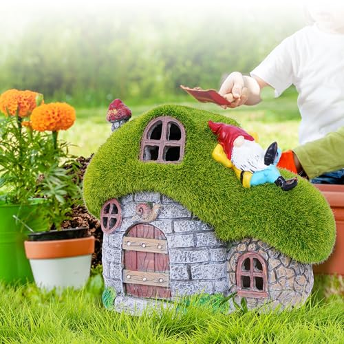 Solar Outdoor Garden Statues Lights, Elephant Figurines with Cute Birds Garden Sculpture Decor, Lucky Elephant Mother Gifts for Women, Men or Daughter, Unique Housewarming Gifts and Yard Decoration