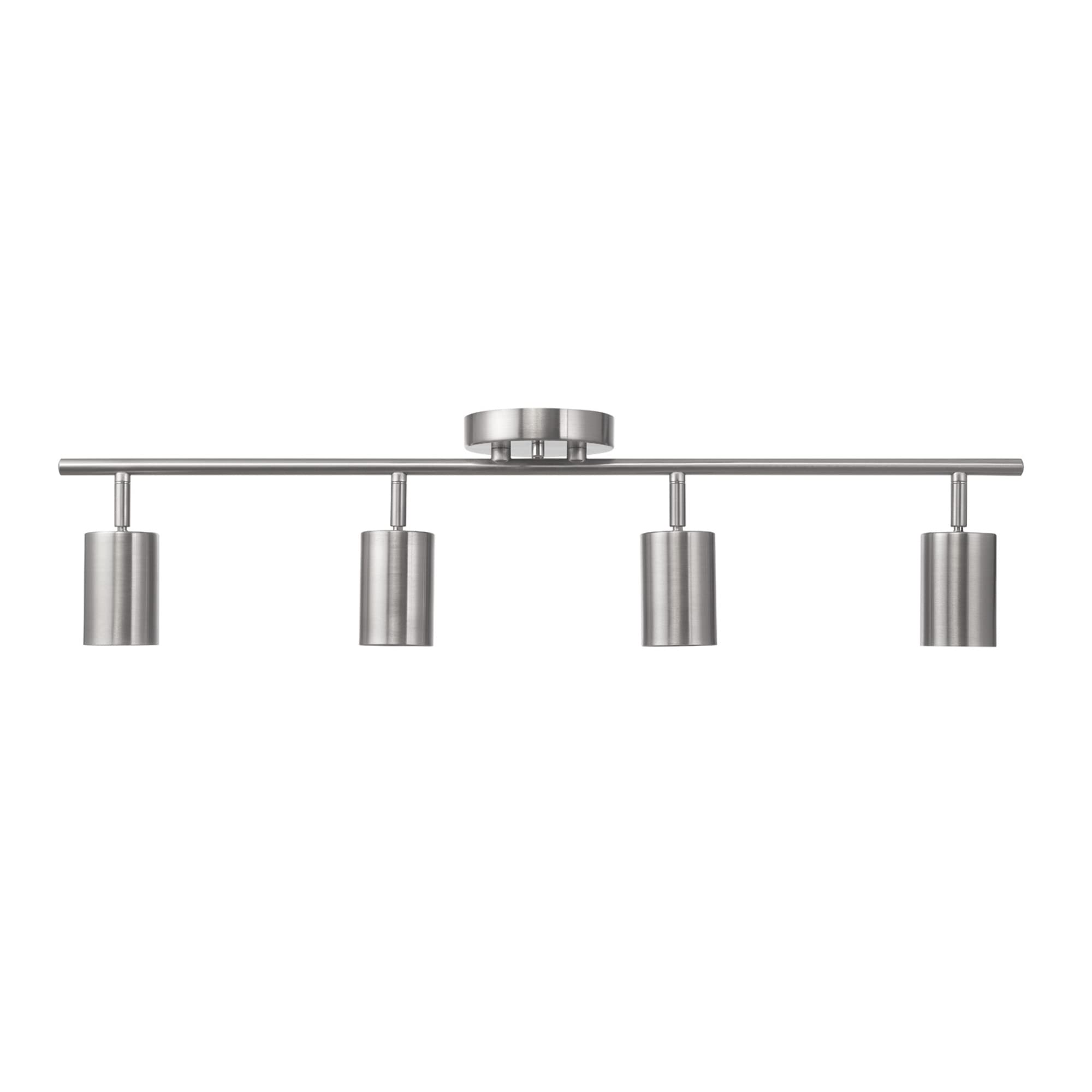 4-Light Track Lighting, Brushed Nickel Finish, Bulb Not Included