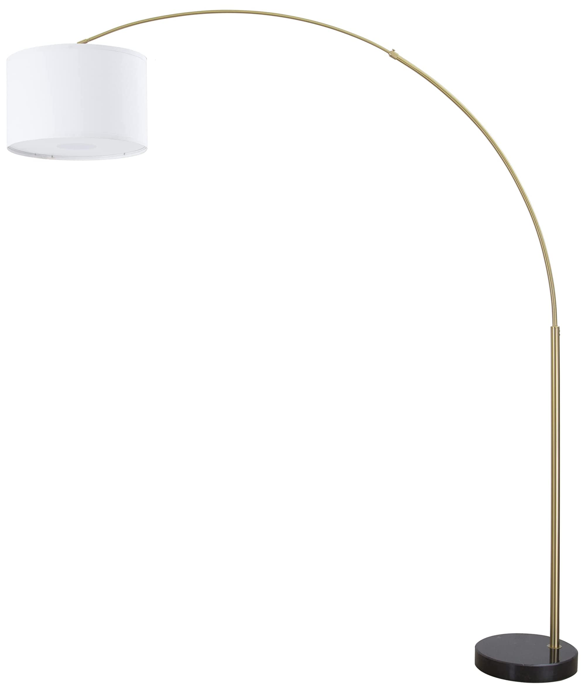 Modern Standing Adjustable Floor Lamp with Metal Dome Shade & Marble Base for Living Room - Corner Light Arc Lamps for Bedrooms in Brass Gold Finish, 99-1023F