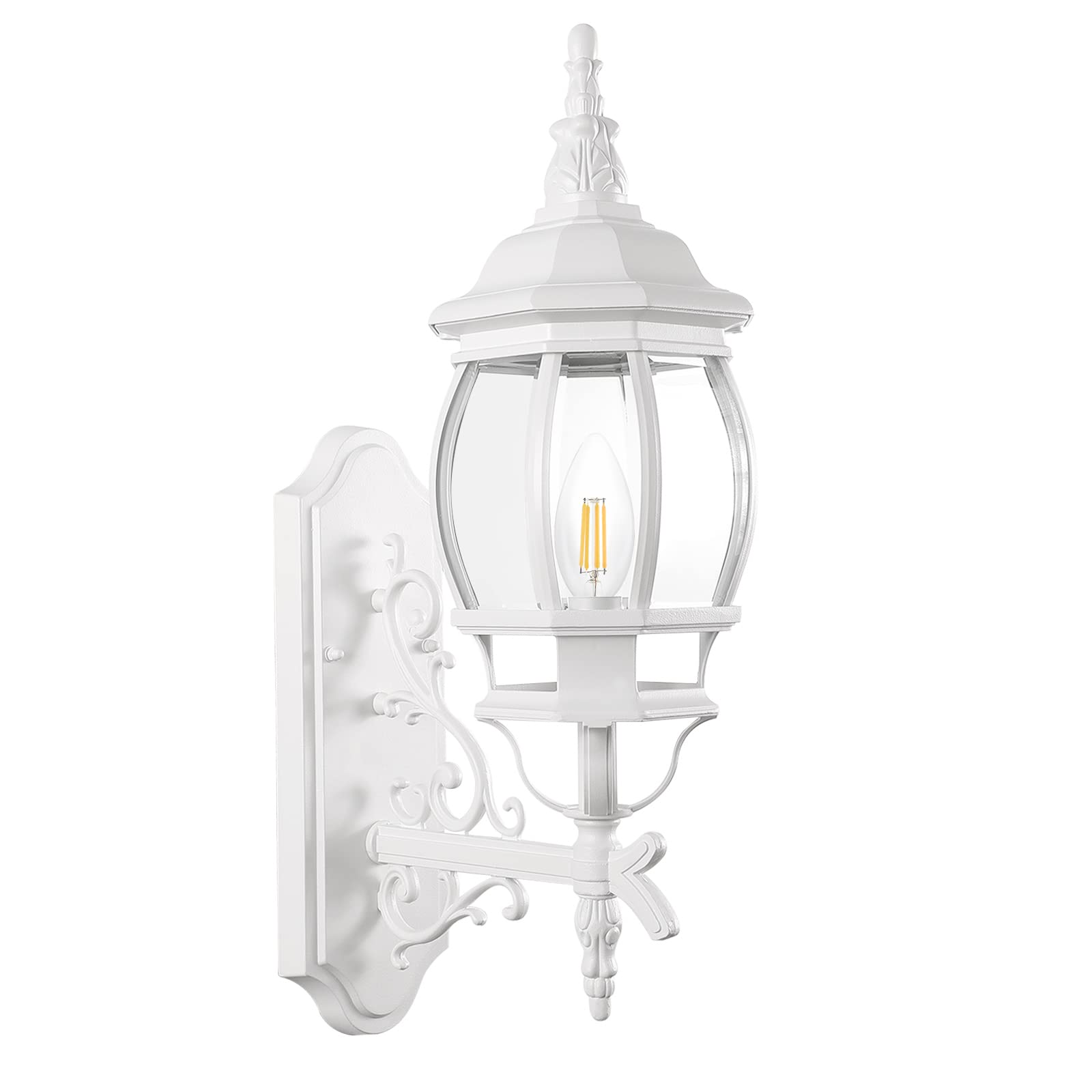 White Outdoor Wall Lantern, Wall Sconce Outside Light Fixtures for Porch Exterior Wall Lantern Waterproof Sconce Lights Wall Lights for Living Room