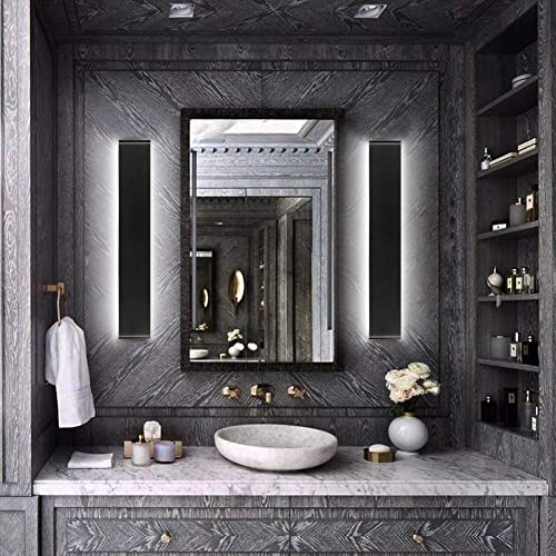 15.7in LED Modern Matte Black Wall Sconce 2-Pack Aluminum Indoor LED Up and Down Modern Bathroom Wall Lighting Fixtures 14W Warm White Light 3000K