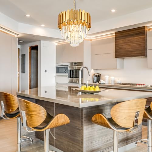 Gold Crystal Pendant Light Mini Modern Luxury Crystal Pendant Light Perfect for Dining Room, Bedroom, Kitchen, Living Room 3-Pack