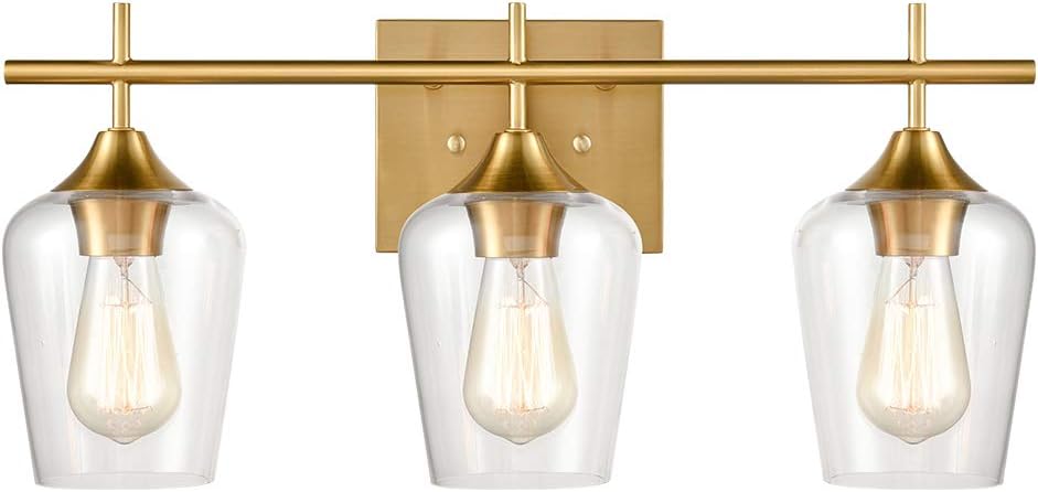 Industrial Bathroom Vanity Lights 3-Light Clear Glass Wall Sconces