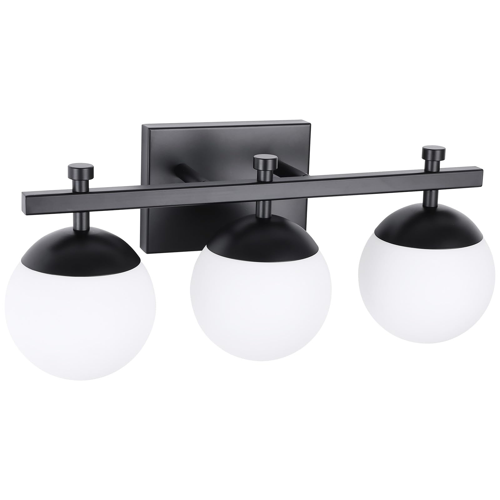 Bathroom Light Fixtures, 3-Light Bathroom Vanity Light with Frosted Glass Shade and Metal Base, Black Vanity Lights for Bathroom/Kitchen(G9 Base)