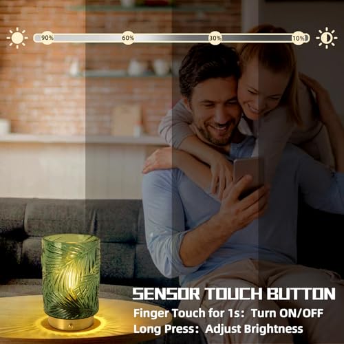 Battery Operated Table Lamp, Cordless Lamps for Home Decor, Battery Powered Nightlight with LED Bulb with Timer, Decorative Lights for Living Room Bedroom Tabletop Entryway Centerpiece Gift(L LGreen)