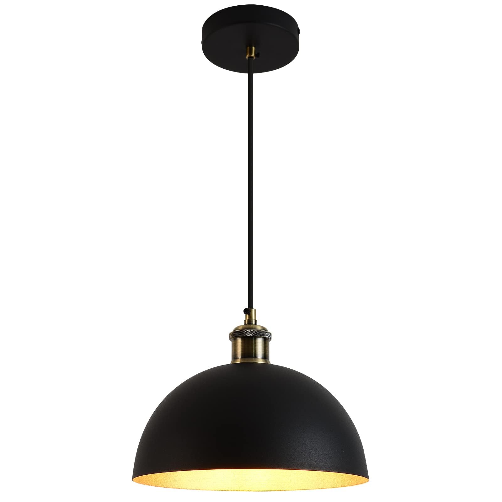 Modern Pendant Light,Farmhouse pendant light 17.72 "Farmhouse pendant light Industrial Large Dome Chandelier White and gold finish lighting fixture line length 78.74" Kitchen island, bedroom