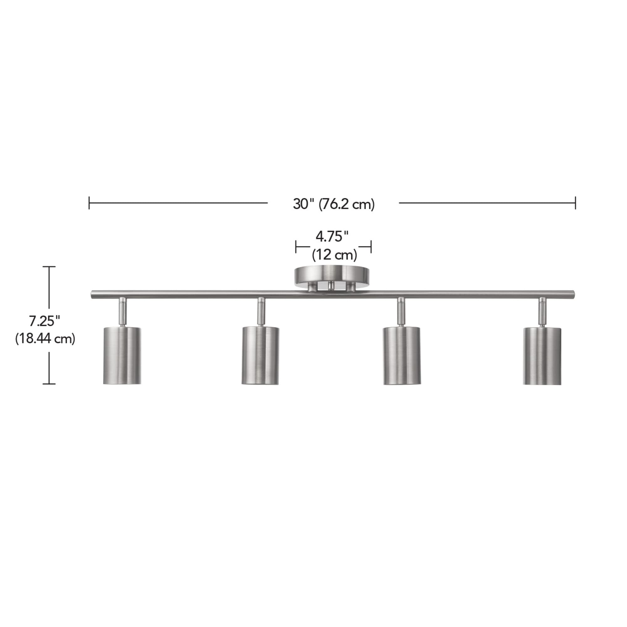 4-Light Track Lighting, Brushed Nickel Finish, Bulb Not Included