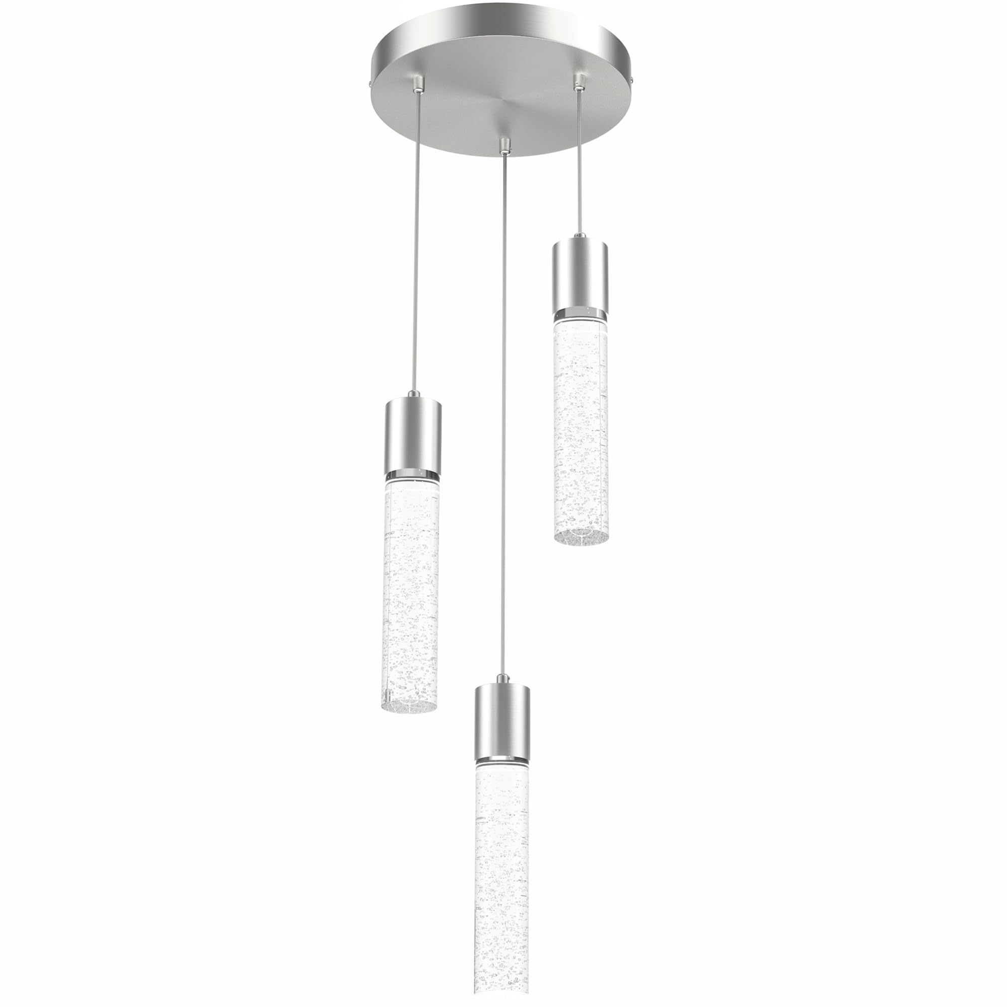 Pendant Lights Kitchen Island 3 Pack, 6500K Modern Kitchen Island Lights Ceiling Lighting Fixtures with Crystal Bubble, Integrated LED Cold White Hanging Light Dining Room Light