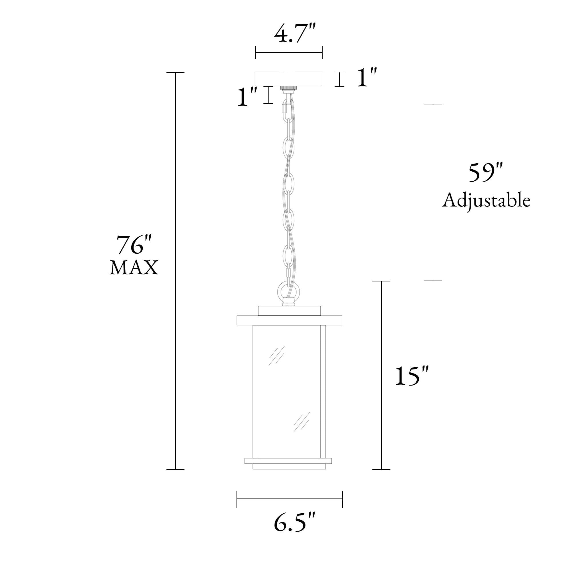 Outdoor Pendant Light Fixture, Black Farmhouse Outdoor Pendant Lights for Porch with Clear Glass, Modern Rectangular Exterior Hanging Lantern Light Fixtures