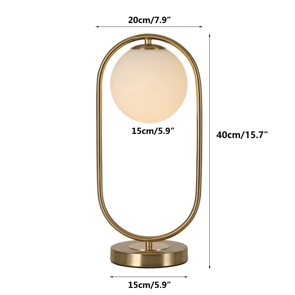 Modern Bedside Night Lamp Mini Gold Table Light Metal Brass Finished Bedside Desk Lamp with Milky White Shade for Living Room Bedroom (Bronze, Oval)