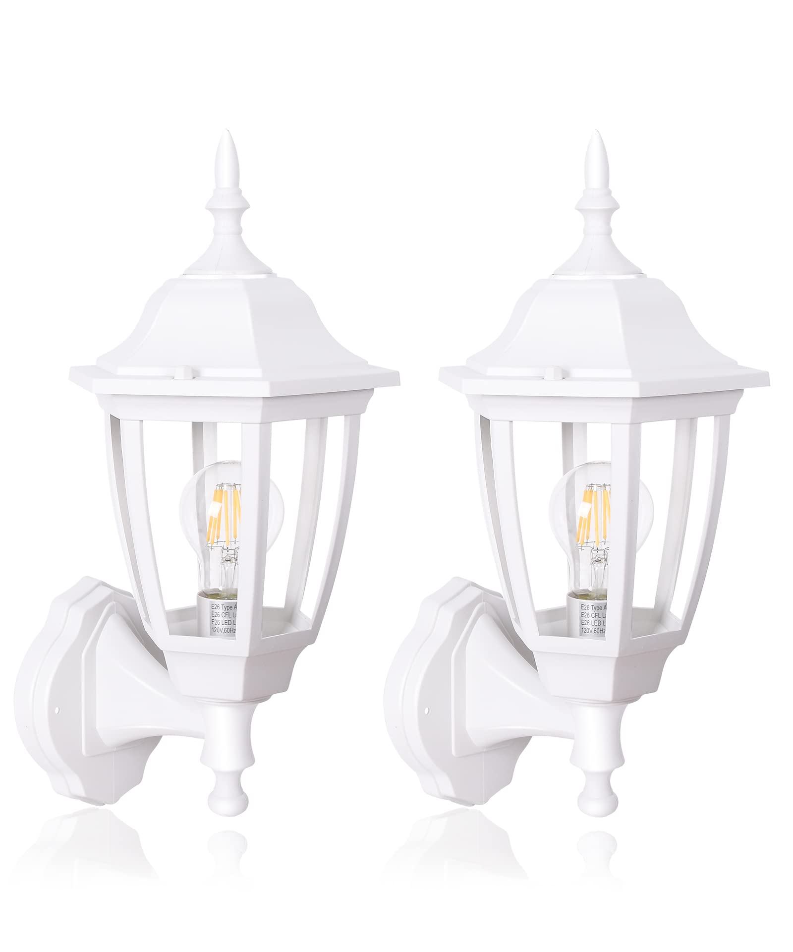 Outdoor Wall Lantern, Exterior Waterproof Wall Sconce Light Fixture, White Front Porch Light Wall Mount for Garage, Patio, Yard, FDS2542EW (Bulb Included)