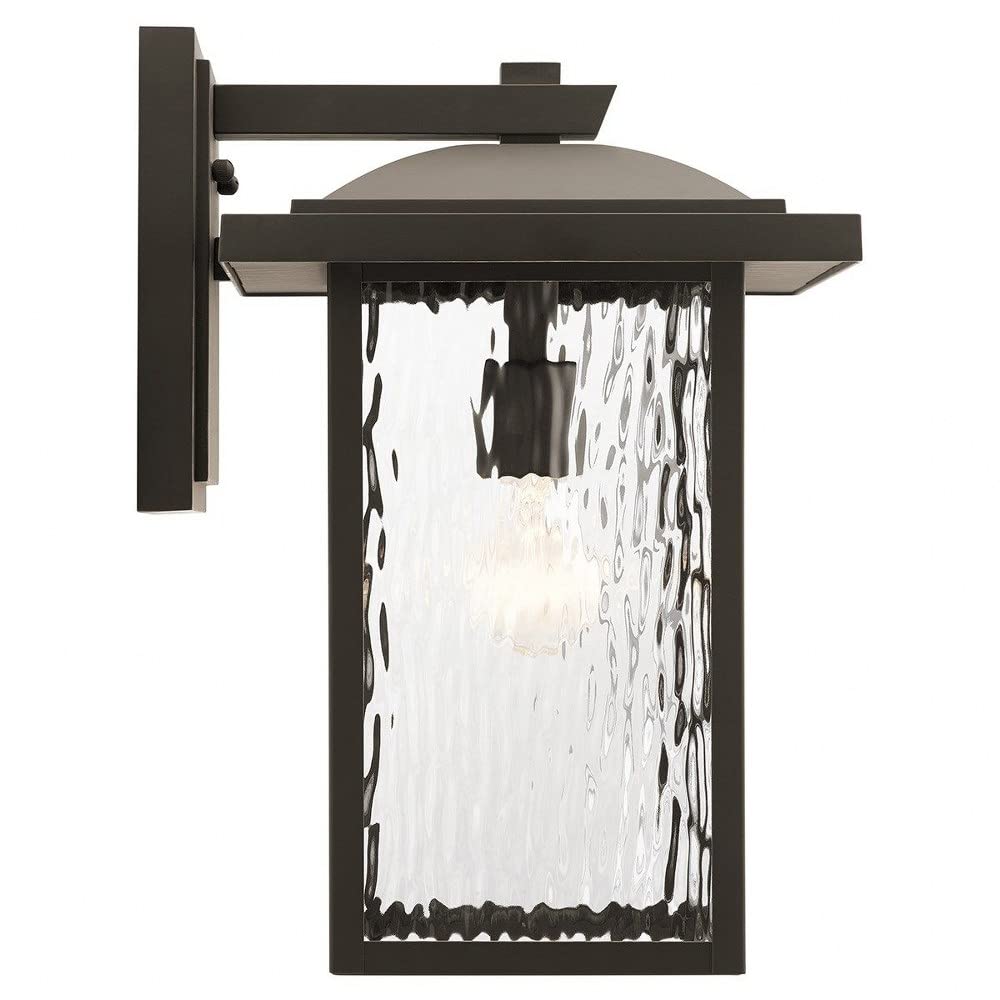 10.25" Outdoor Wall Light in Black, 1-Light Exterior Wall Sconce Porch Light with Clear Water Glass, (10.25" H x 6.5" W), 49924BKT