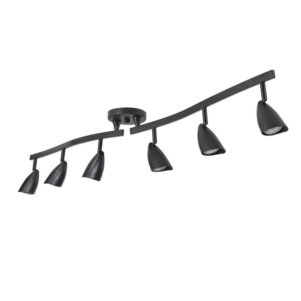 6-Light Adjustable S-Shape Track Lighting, Bronze Color, Oil Rubbed Finish