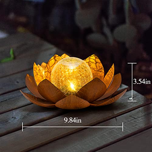 Solar Light Outdoor Waterproof Garden Light Metal Glass Decorative LED Lotus Flower Table Lamp