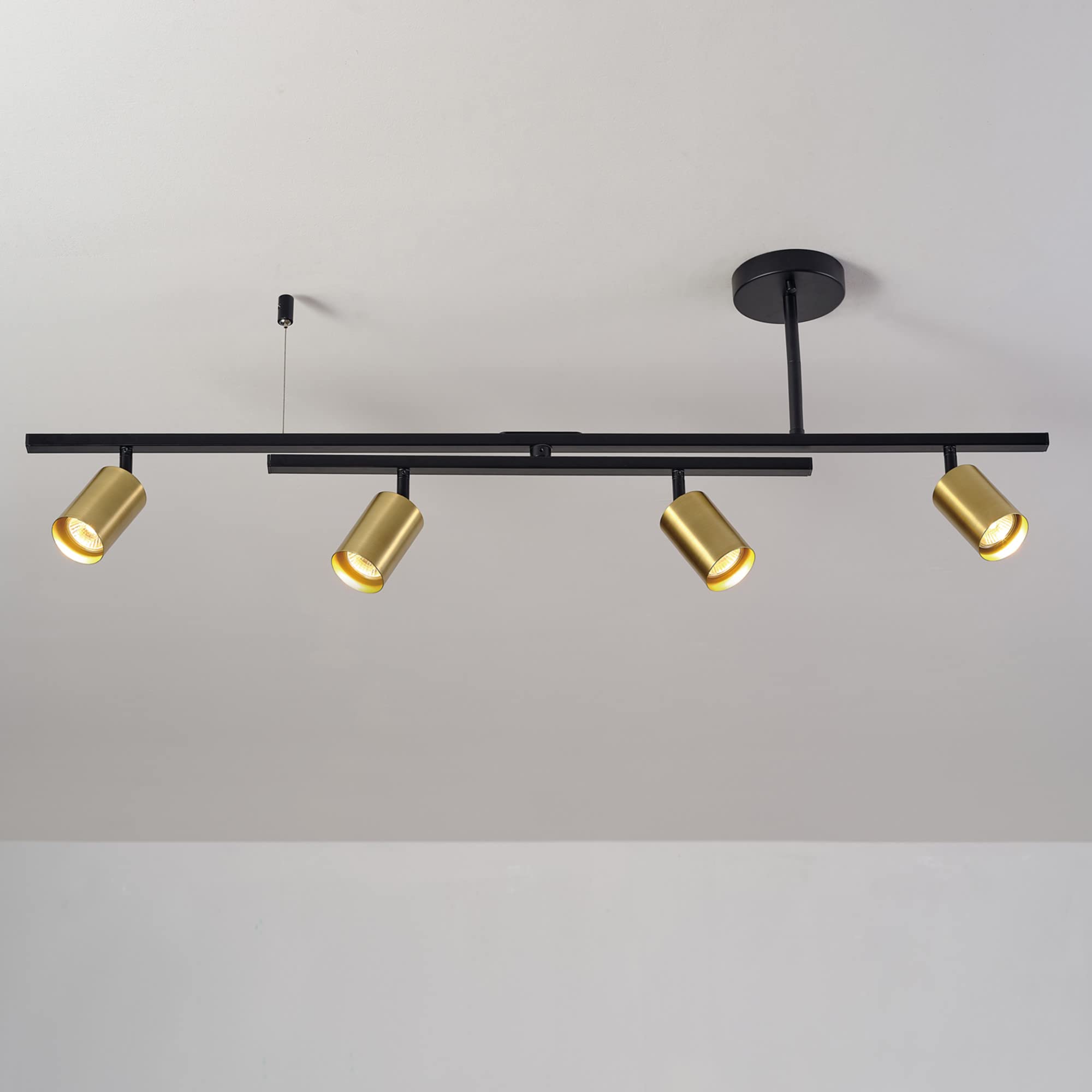 5-Light Track Lighting, Center Swivel Bar, Matte Black, Ceiling Light, Track Light Heads, Pivot Shades, Track Ceiling Light, Track Lighting Kit, 5 Bulb Kitchen Light