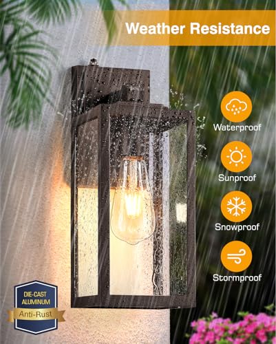 Gold Outdoor Wall Light Dusk to Dawn Sensor, Exterior Wall Mount Sconces Lanterns Fixture for House, Golden Waterproof Aluminum Outside Wall Lamps for Patio, Porch Lighting for Garage Entryway