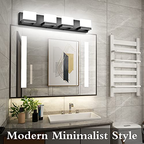 Black LED Vanity Lighting Fixture Modern 3 Lights Vanity Lights for Bathroom Black Bathroom Wall Light Fixtures 6000K