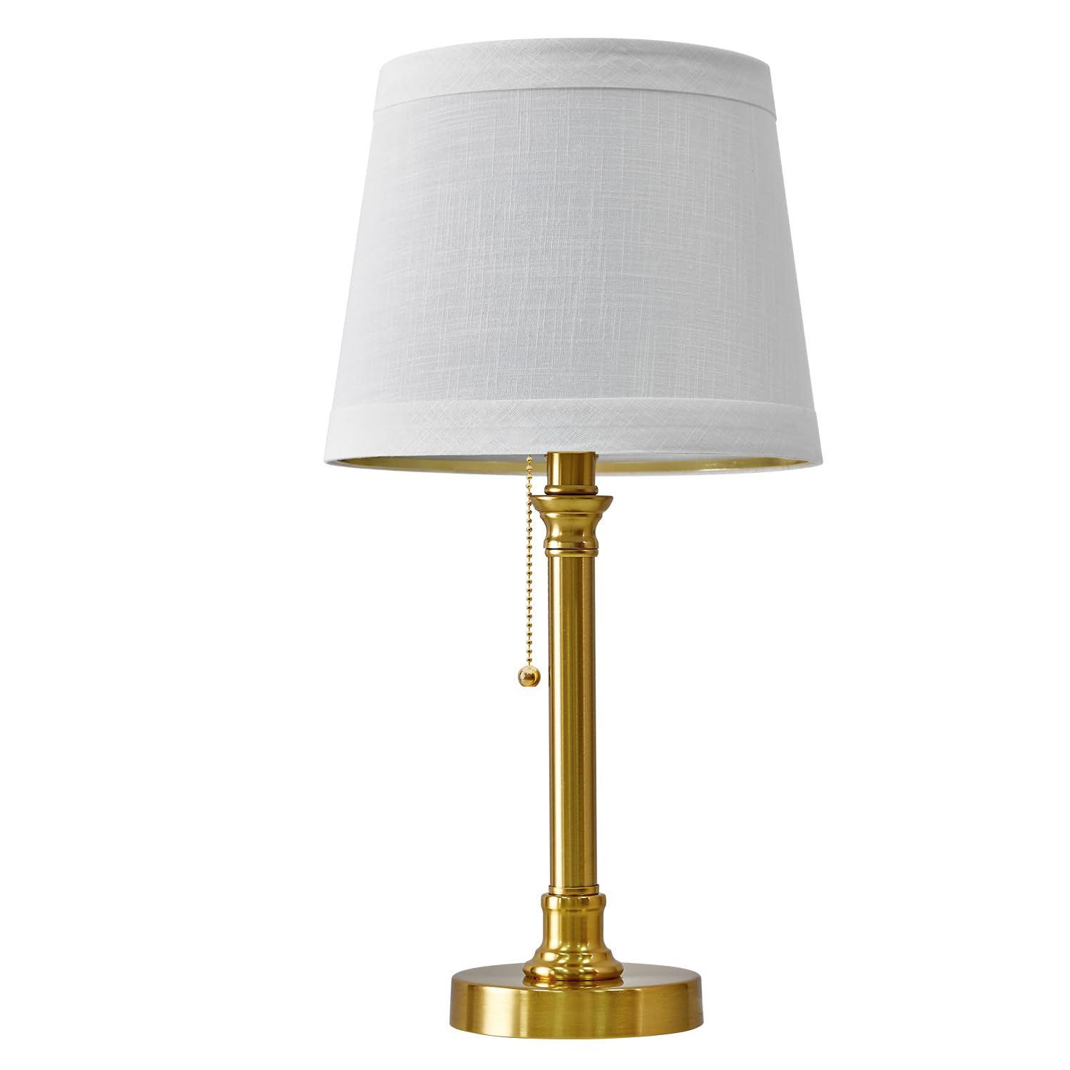 19.5'' Gold Table Lamp for Living Room Nightstand Modern Lamps Brass Table Lamp for Bedroom Metal Bedside Lamp with White Drum Shade