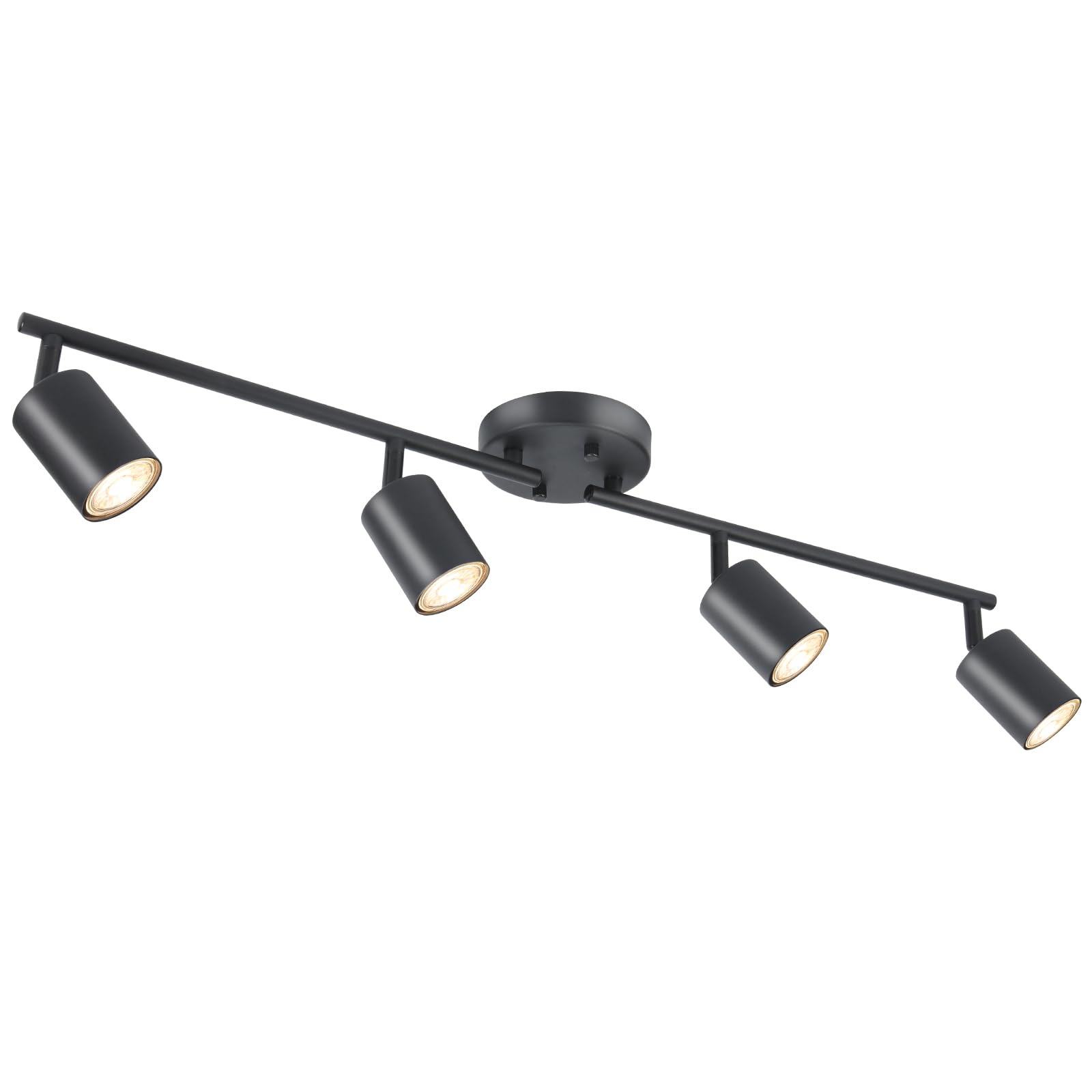 LED 2 Light Track Lighting Kit, Black 2 Way Ceiling Spot Lighting, Flexibly Rotatable Light Head for Kitchen, Living Room, Bedroom, GU10 Bulb Not Included