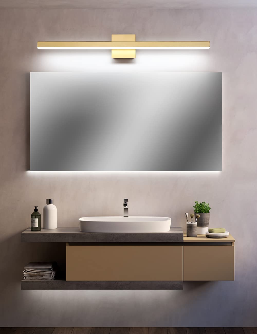 Joossnwell LED Bathroom Vanity Lighting Fixture Modern Bath Light Bar 15.75inch Black Wall Sconce 12W 4000K