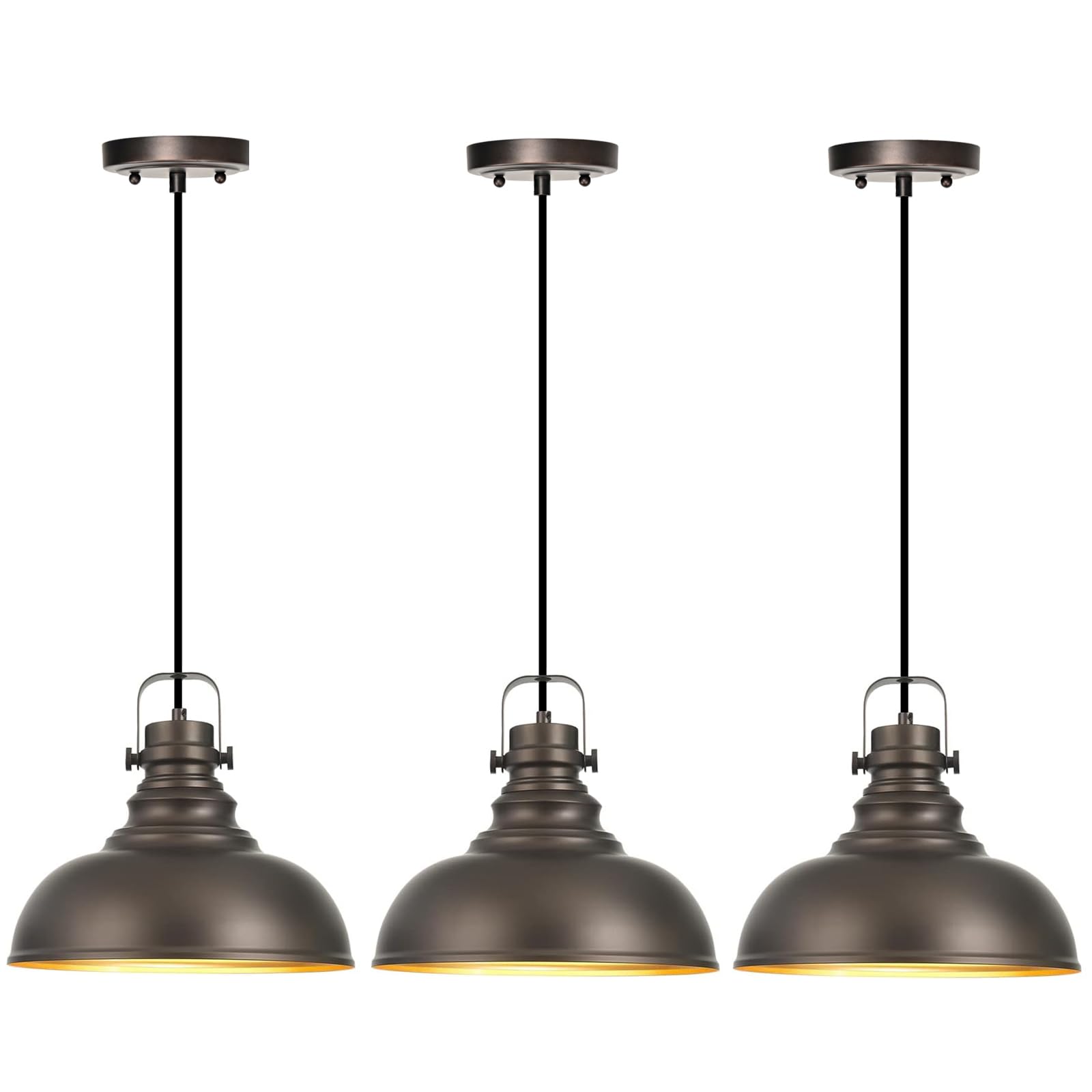 2 Packs Farmhouse Pendant Lights Kitchen Island Adjustable Pendant Light Fixtures Rustic Industrial Hanging Lamp,Oil Rubbed Bronze