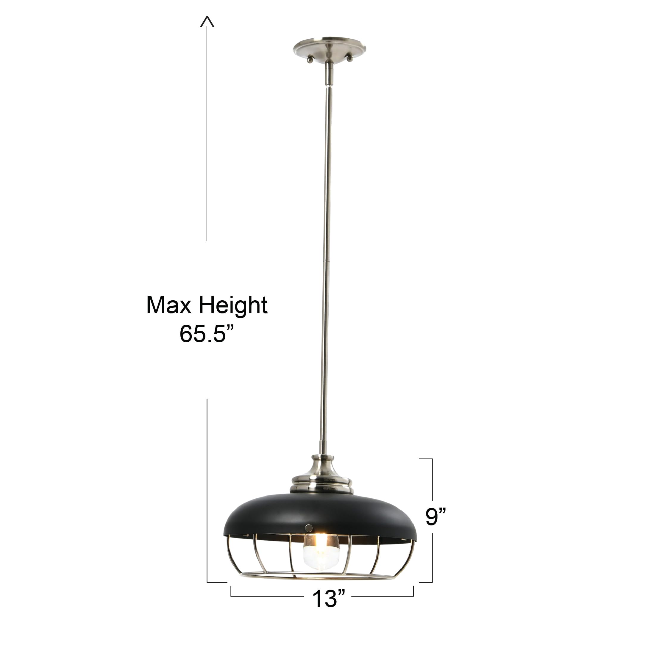 Caged Dome Metal Semi-Flush Mount Ceiling Light, Brushed Brass and Navy Blue