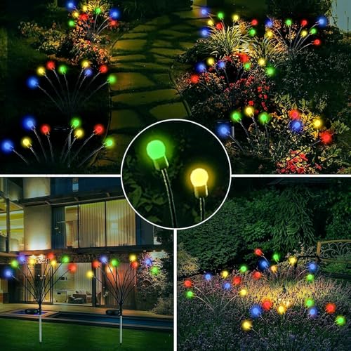 6-Pack Solar Garden Lights, 48 LED Firefly Lights Solar Outdoor (Sway by Wind), Waterproof Swaying Solar Lights for Outside Fairy Garden Decor Yard Patio Pathway Landscape Decorations (Warm White)