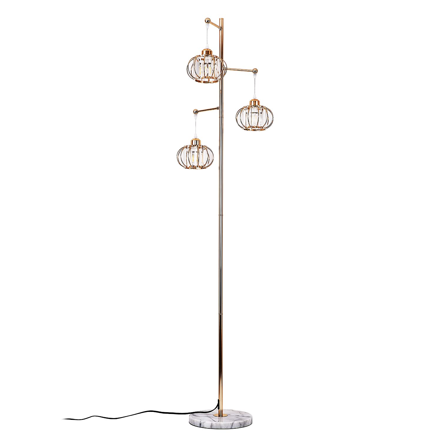 Industrial Style Crystal Tree Floor Lamp for Living Room,Bedroom,Office,Golden Floor Light,3 Lights