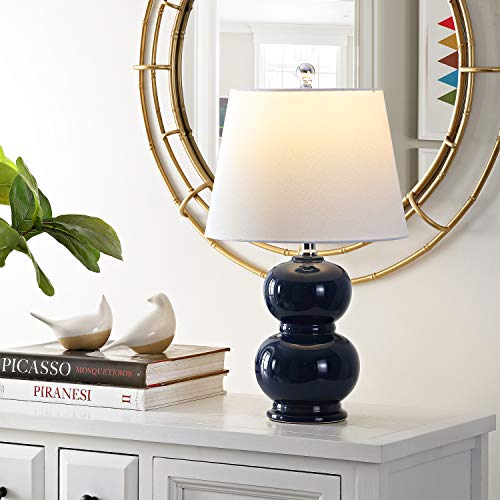 Modern Contemporary Ivory Ceramic Double Gourd 22-inch Bedroom Living Room Home Office Desk Nightstand Table Lamp (LED Bulb Included)