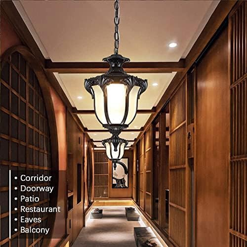 Rustic Victorian E26 Exterior Ceiling Pendant Light American Outdoor Waterproof Chandelier Garden Corridor Grape Frame Pavilion Black Hanging Light Adjustable Suspension Lighting Fixture