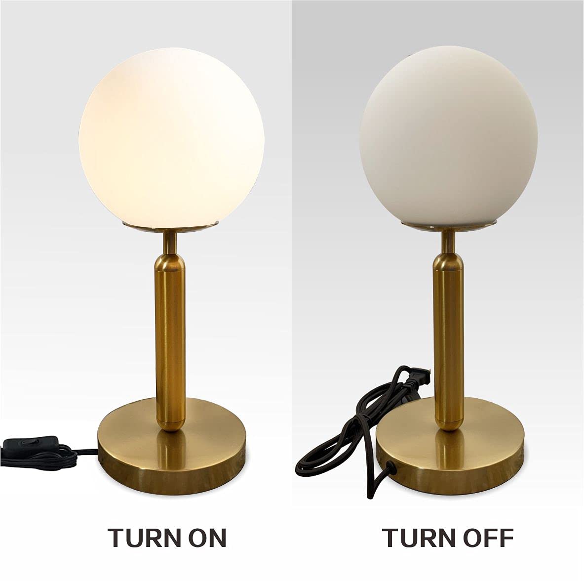 Modern Bedside Night Lamp Mini Gold Table Light Metal Brass Finished Bedside Desk Lamp with Milky White Shade for Living Room Bedroom (Bronze, Oval)