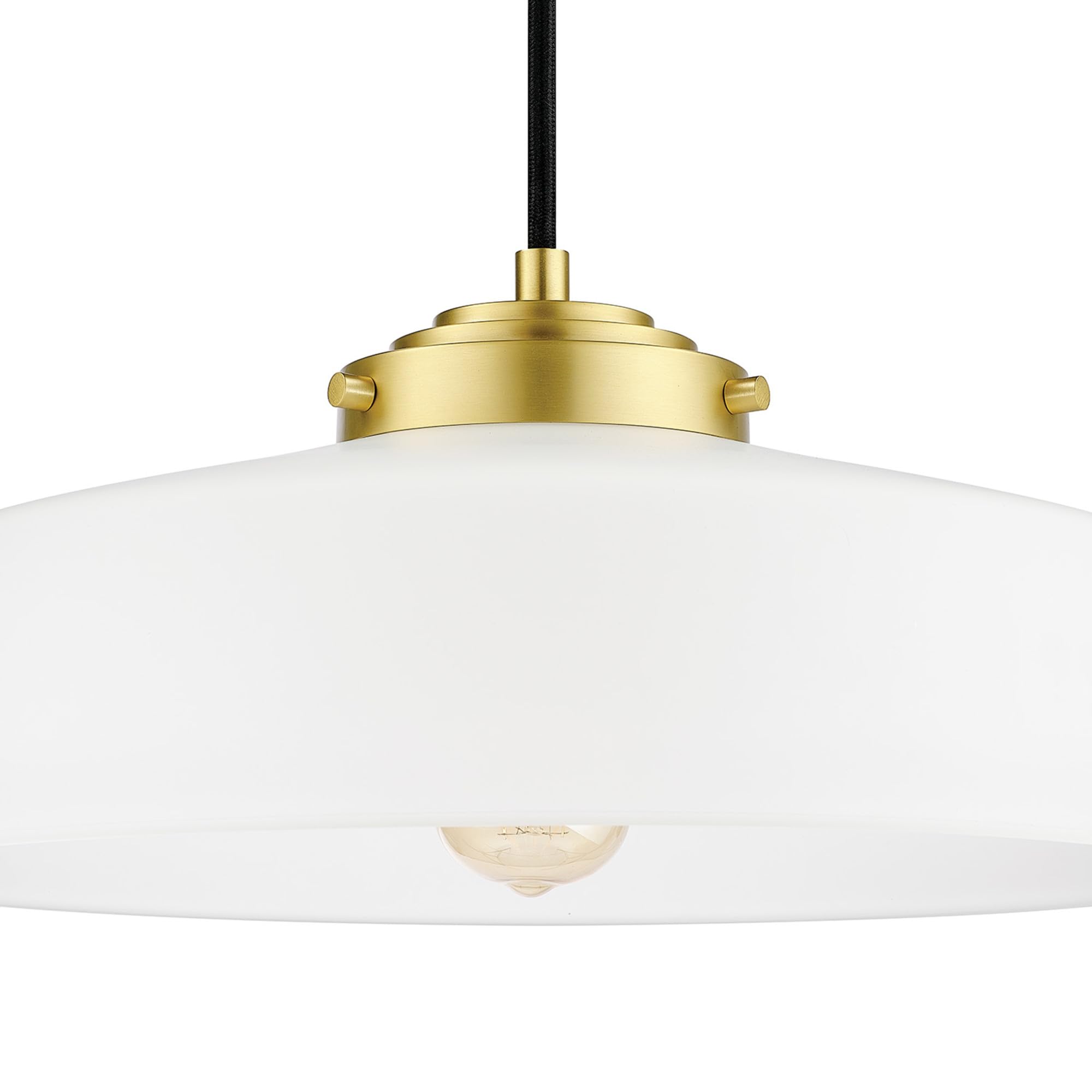 1-Light Pendant Lighting, Matte Brass, Frosted Ribbed Glass Shade, Bulb Not Included