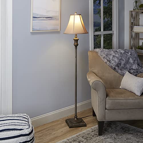 Traditional Floor Lamp, Antique Gesso 60" x 14"