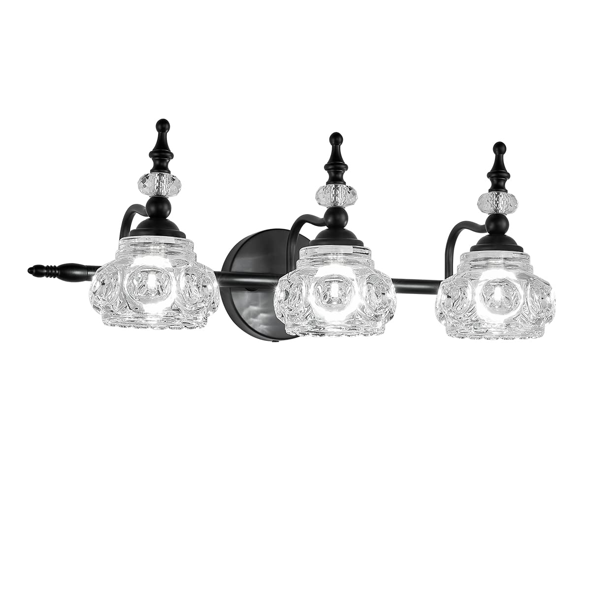 Industrial 1-Light Bathroom Vanity Light Fixture, Black Wall Source with Glass Shade, Rust-Proof and Durable, Using G9 Bulbs for Bedroom, Bathroom, Living Room