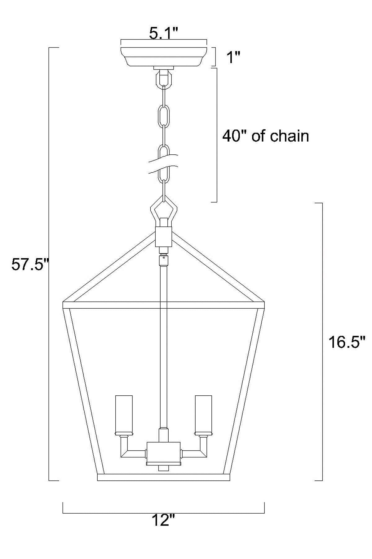 4-Light Gold Lantern Cage Pendant Light, 16 in. Adjustable Height Lantern Chandelier, Ceiling Hanging Light Fixtures E26 Bulbs for Kitchen Island Dining Room Foyer