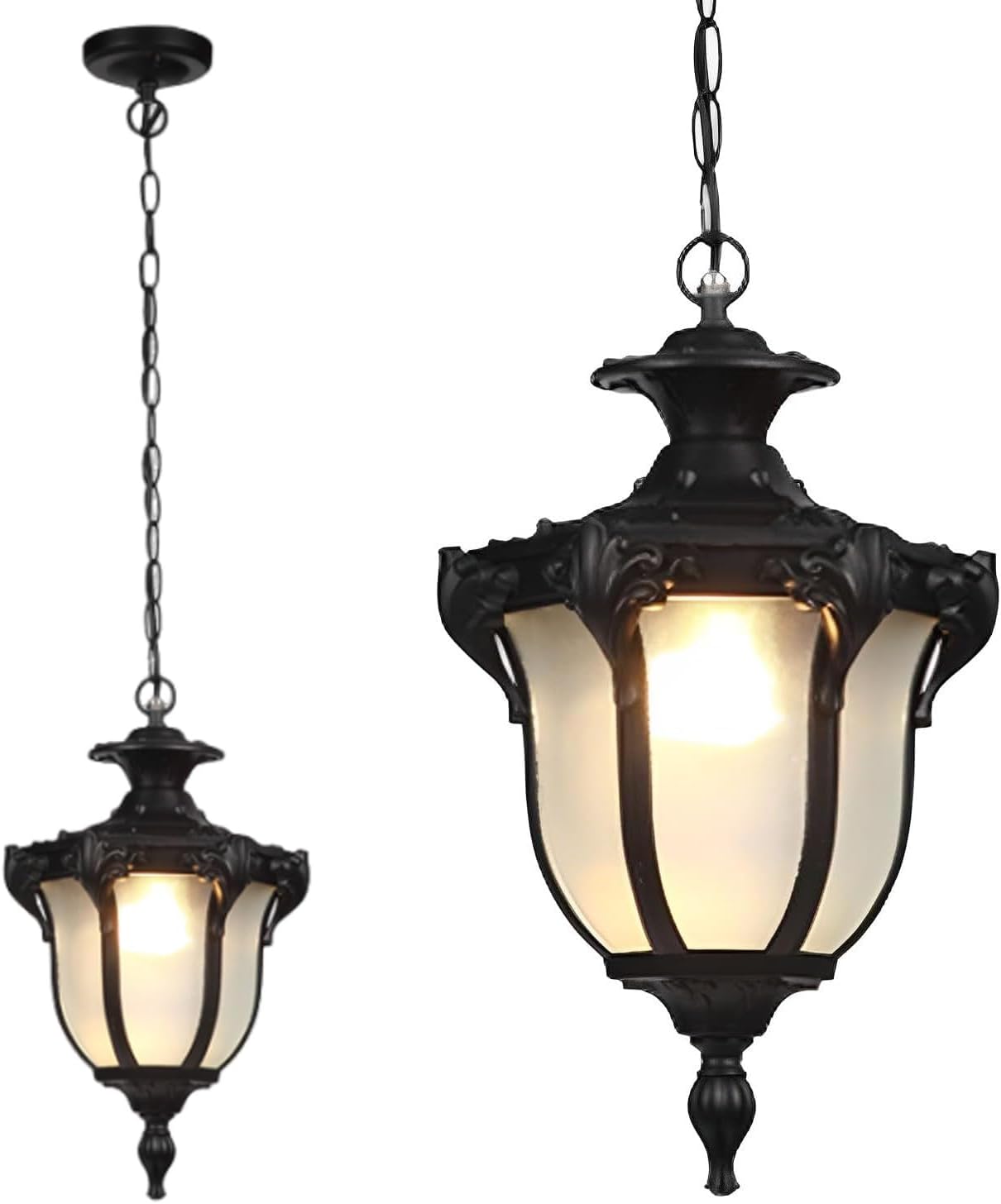 Rustic Victorian E26 Exterior Ceiling Pendant Light American Outdoor Waterproof Chandelier Garden Corridor Grape Frame Pavilion Black Hanging Light Adjustable Suspension Lighting Fixture