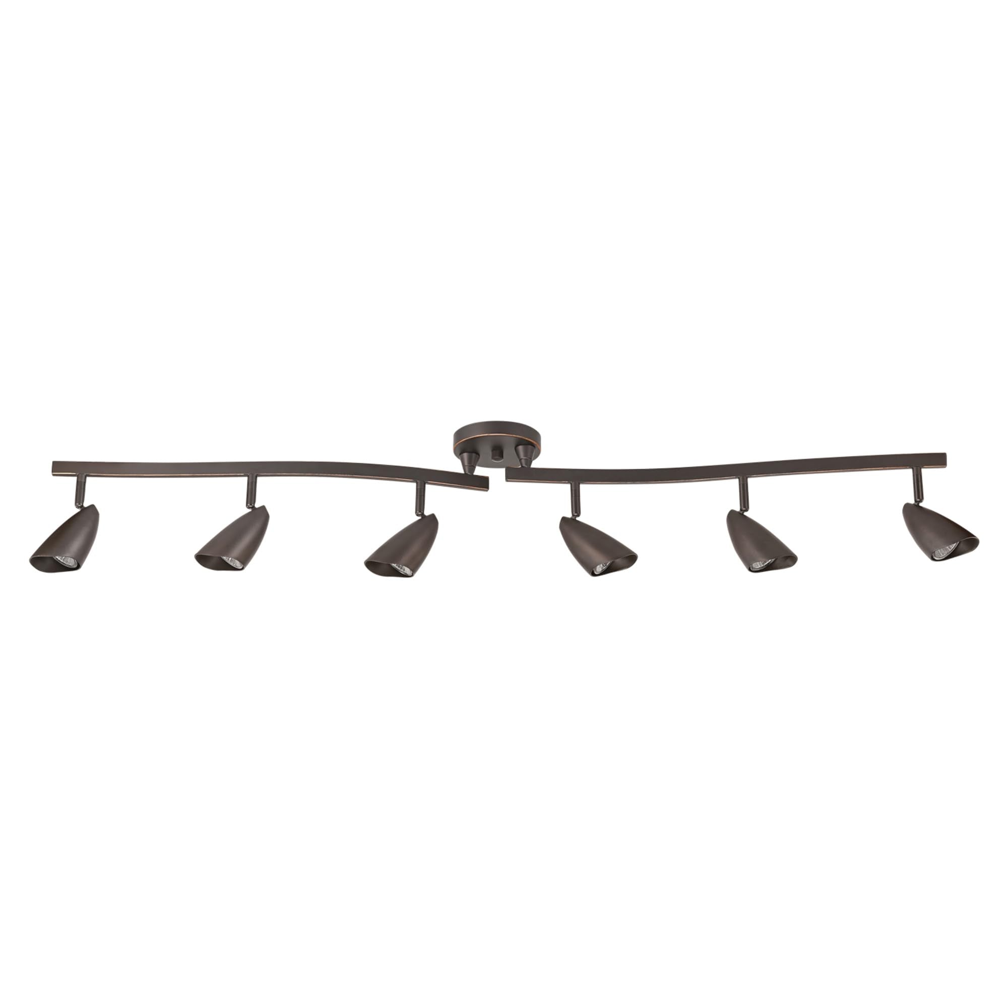 6-Light Adjustable S-Shape Track Lighting, Bronze Color, Oil Rubbed Finish