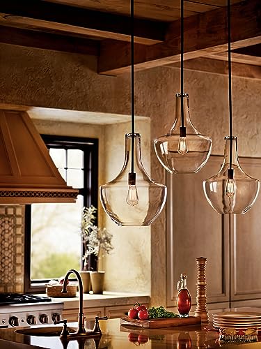 19.75" Kitchen Bell Pendant in Olde Bronze®, 1-Light Clear Glass Pendant Light, (19.75" H x 13.75" W), 42046OZ